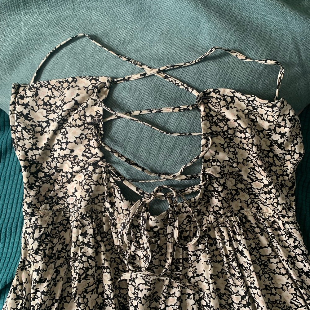Floral dress with corset style open back